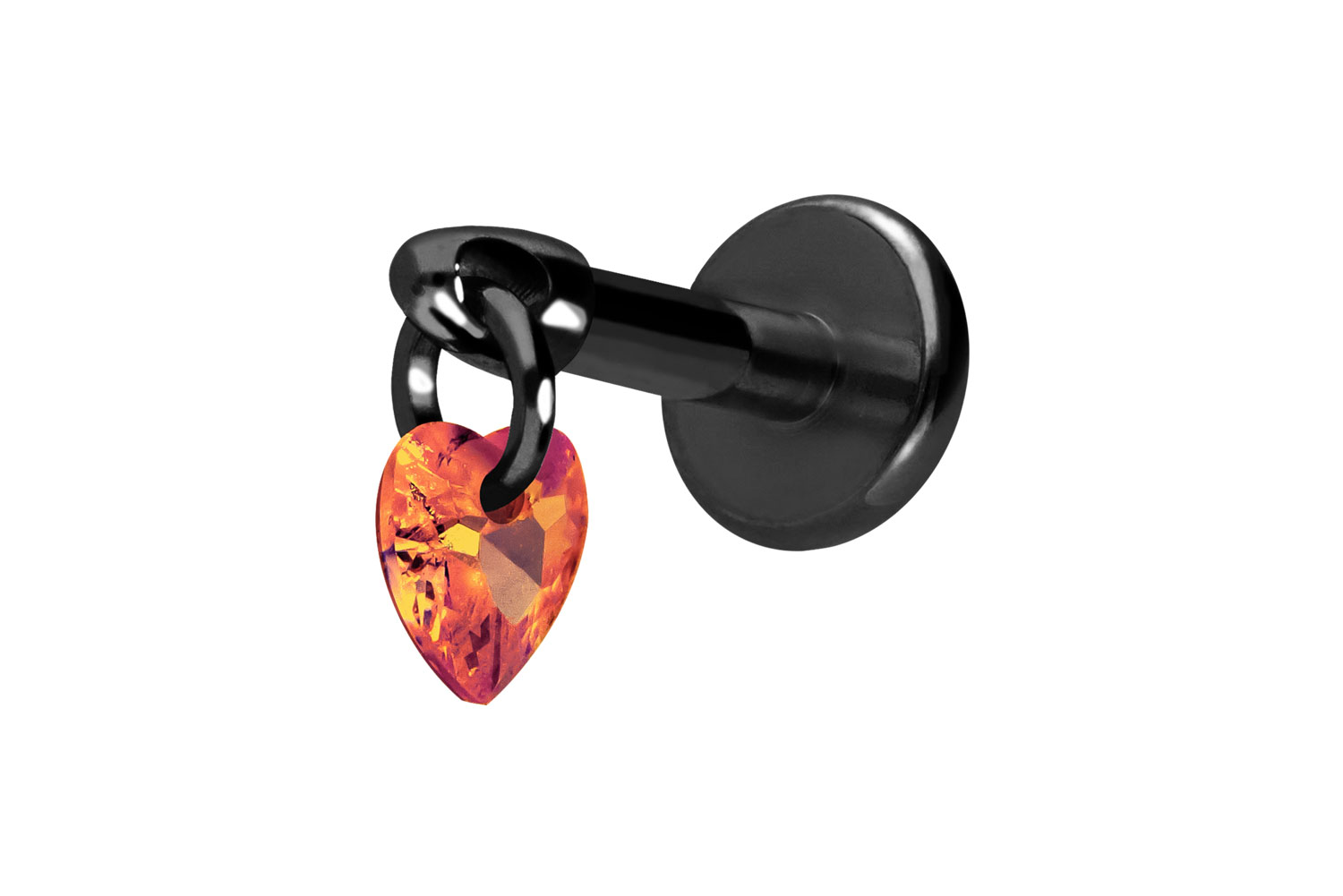 Titan Labret Piercing mit Innengewinde KRISTALLHERZ